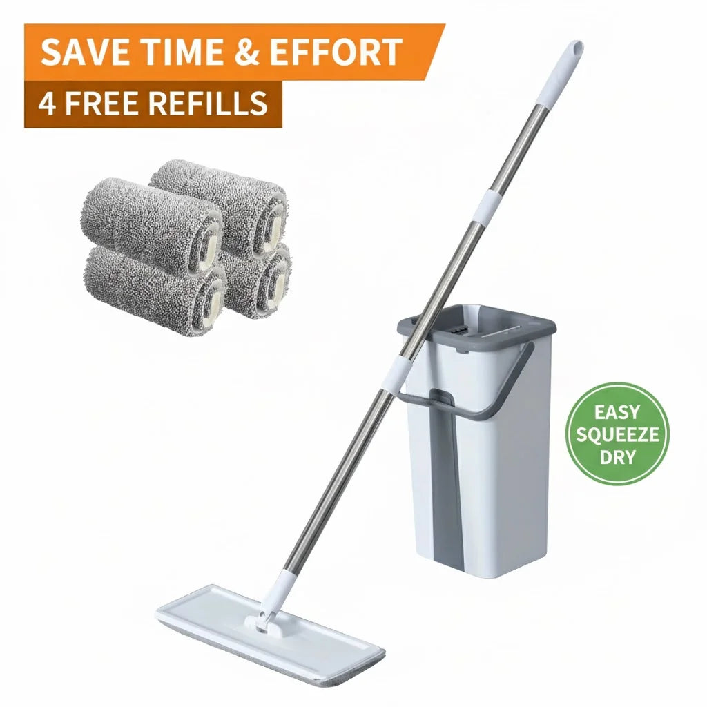 Mop with Bucket Set Wet Dry Magic Cleaning Tool for Home.