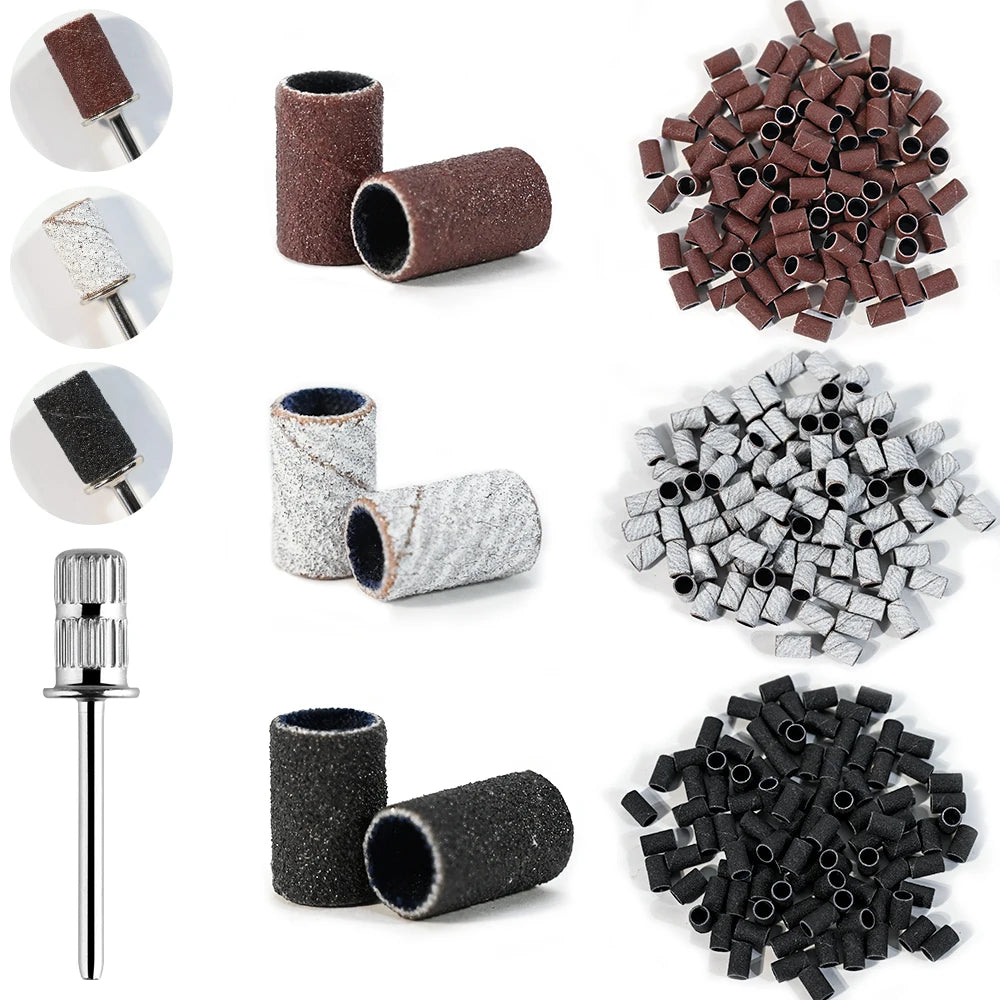 100 Pieces Large Nail Sanding Bands Professional Nail Manicure Great Fit for Nail Drill Bits for Acrylic Nails (180 Grit, Zebra)