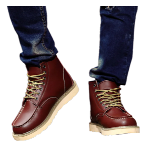 Men's High-Top Leather Motorcycle Boots Ankle Fashion Shoes Autumn Winter