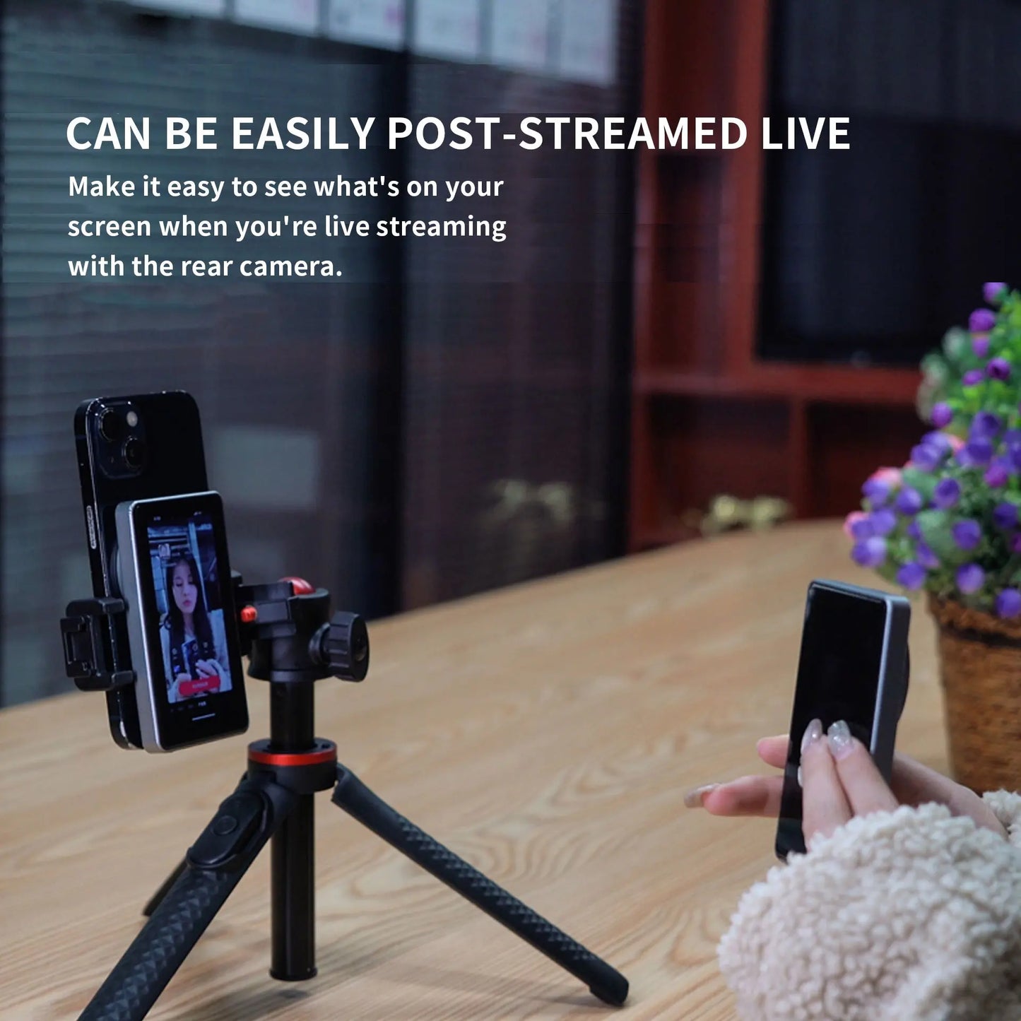 Magnetic Cell Phone Vlog Self Timer Monitor Screen Using Rear Camera Monitor  Streaming.