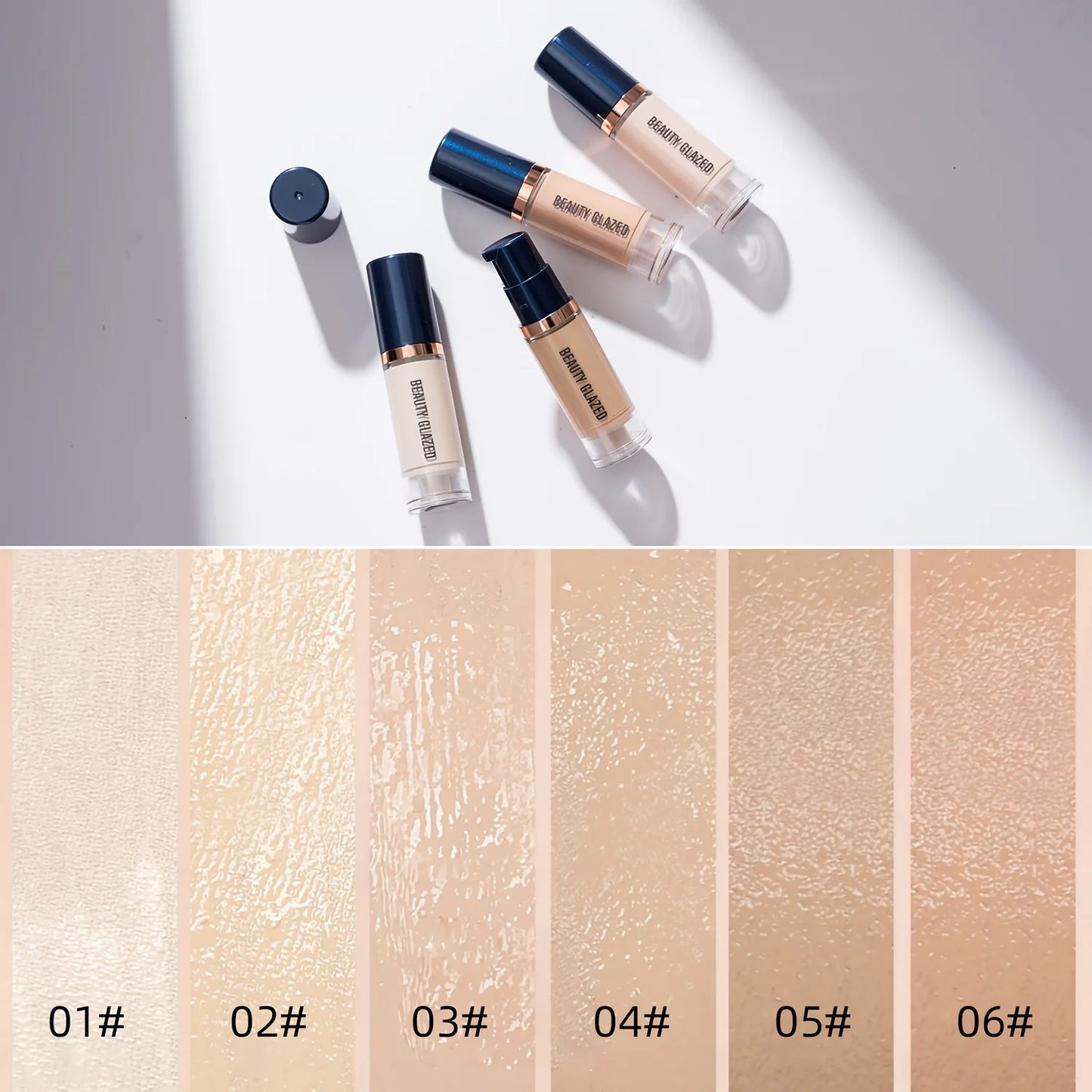 Beauty Glazed 6 Color Liquid Foundation Concealer  Natural Effect,