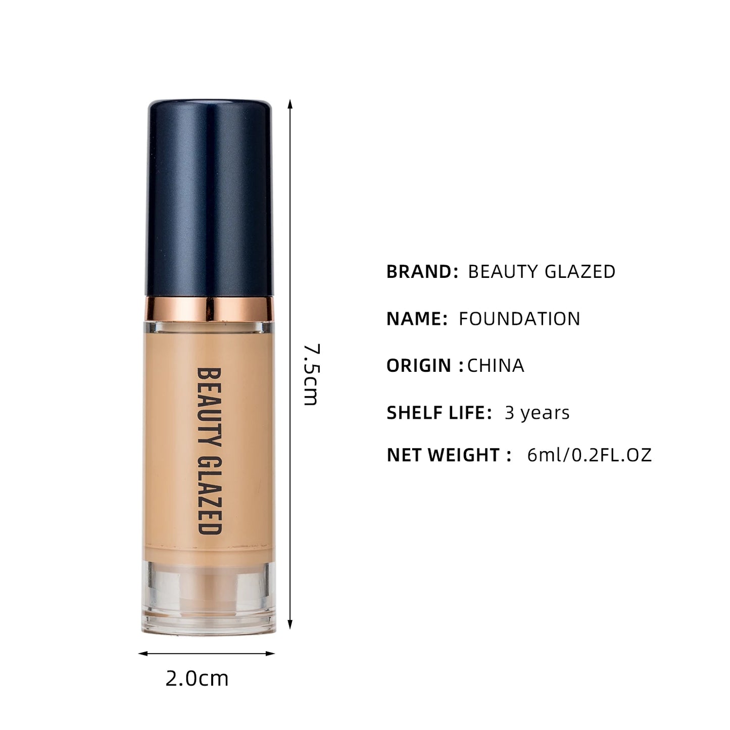 Beauty Glazed 6 Color Liquid Foundation Concealer  Natural Effect,