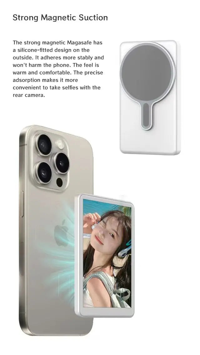 Magnetic Cell Phone Vlog Self Timer Monitor Screen Using Rear Camera Monitor  Streaming.