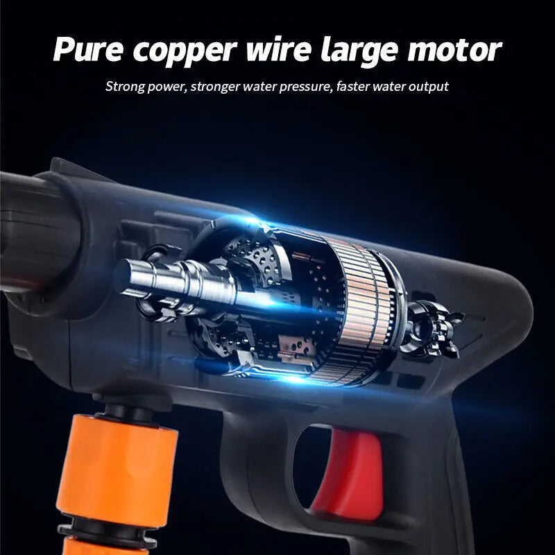 2 Batteries Portable Cordless Car Pressure Washer High Pressure Jet Water Washing Gun 1
