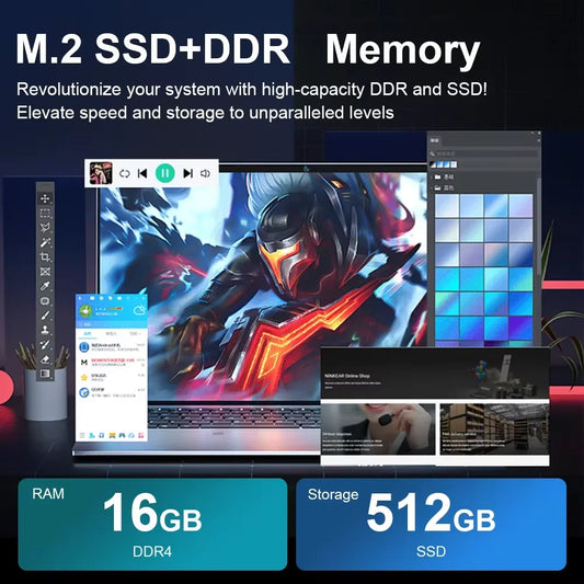 New 15.6"  Windows 11 Laptop Computer Intel Celeron  16GB DDR4  512 SSD.