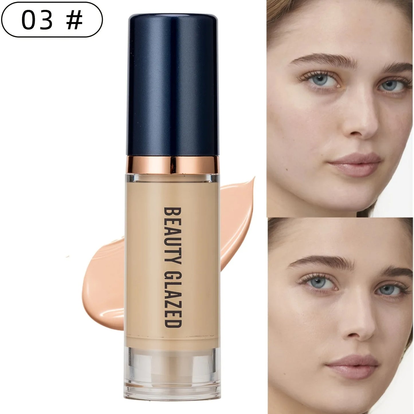 Beauty Glazed 6 Color Liquid Foundation Concealer  Natural Effect,