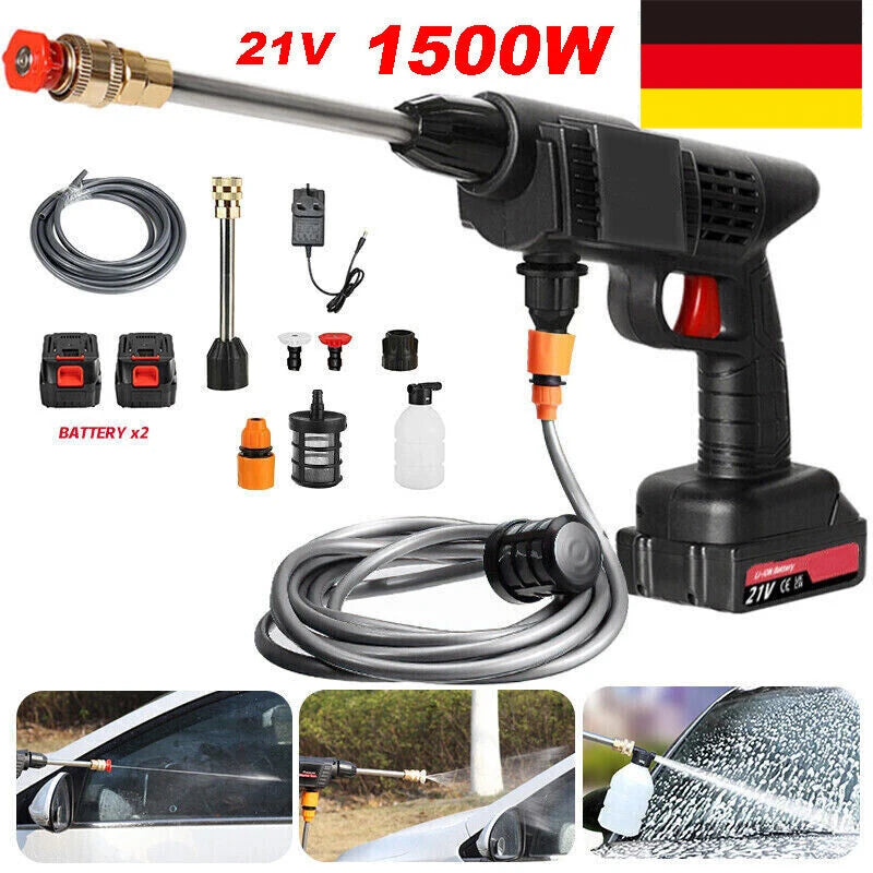 2 Batteries Portable Cordless Car Pressure Washer High Pressure Jet Water Washing Gun 1