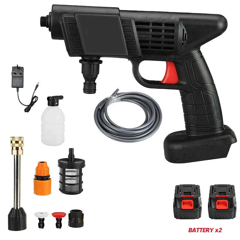 2 Batteries Portable Cordless Car Pressure Washer High Pressure Jet Water Washing Gun 1