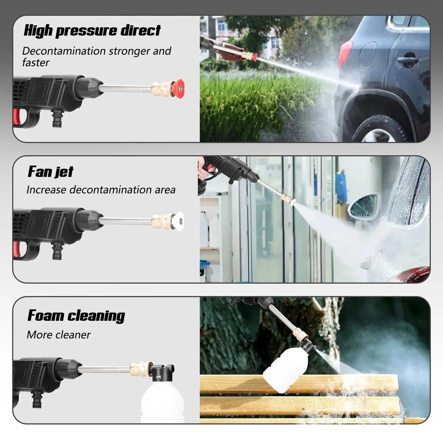 2 Batteries Portable Cordless Car Pressure Washer High Pressure Jet Water Washing Gun 1