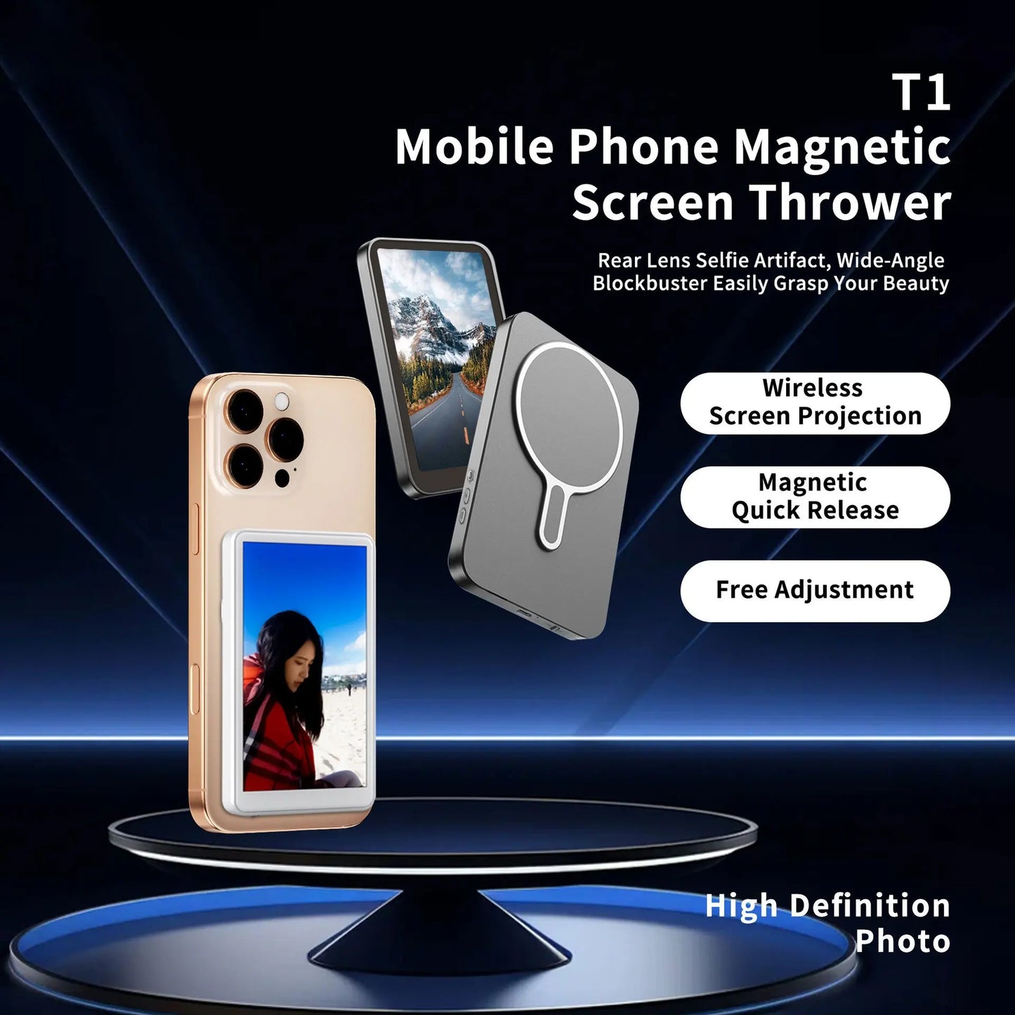 Magnetic Cell Phone Vlog Self Timer Monitor Screen Using Rear Camera Monitor  Streaming.