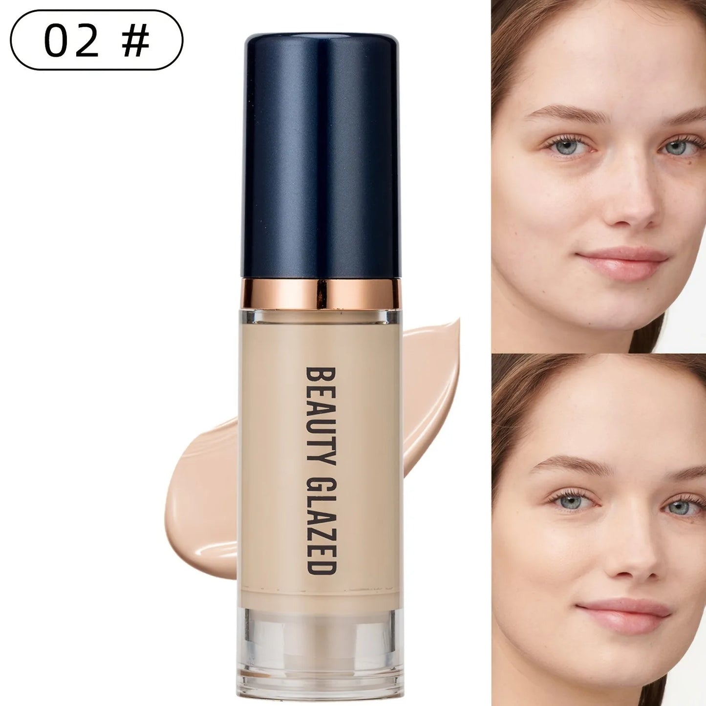 Beauty Glazed 6 Color Liquid Foundation Concealer  Natural Effect,