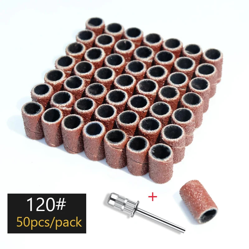 100/50/25pcs Nail Sanding Ring Bands Electric Manicure Nail Drill Bits 80/120/180.