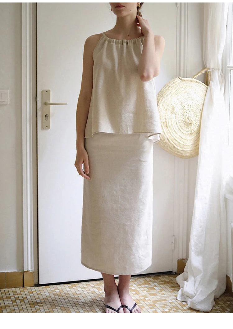 100% Linen Long Skirts For Women.