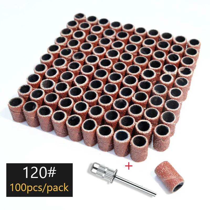 100/50/25pcs Nail Sanding Ring Bands Electric Manicure Nail Drill Bits 80/120/180.