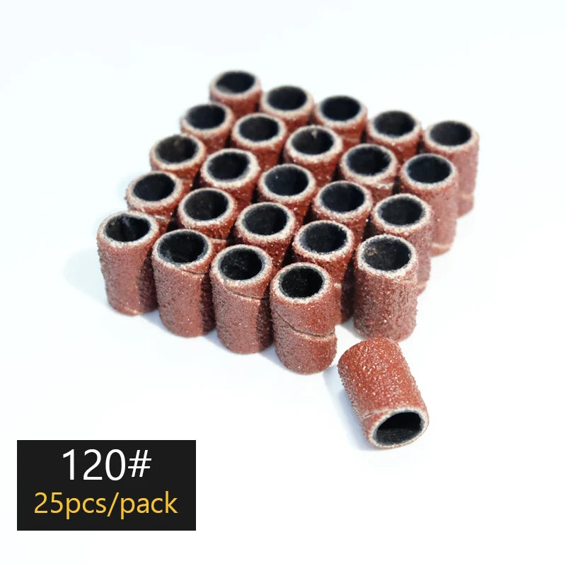 100/50/25pcs Nail Sanding Ring Bands Electric Manicure Nail Drill Bits 80/120/180.