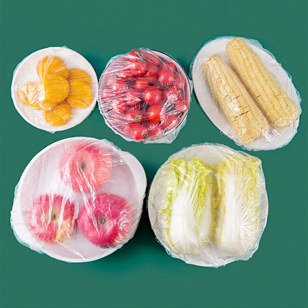 100pcs Reusable Disposable Food Wraps Self-Sealing Food Plastic Wraps Keep Food Fruit Fresh Clings Film for Kitchen Fridge
