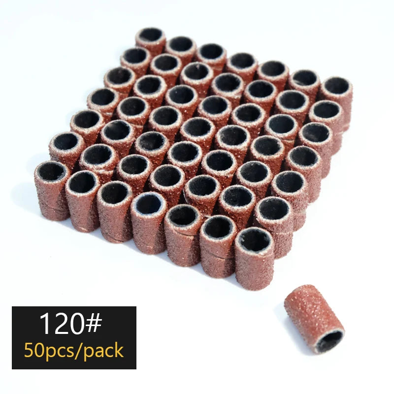 100/50/25pcs Nail Sanding Ring Bands Electric Manicure Nail Drill Bits 80/120/180.