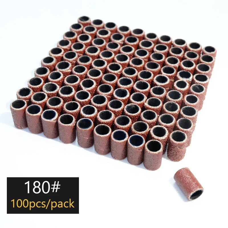 100/50/25pcs Nail Sanding Ring Bands Electric Manicure Nail Drill Bits 80/120/180.