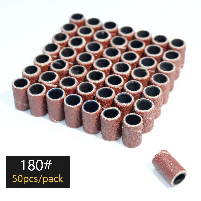 100/50/25pcs Nail Sanding Ring Bands Electric Manicure Nail Drill Bits 80/120/180.