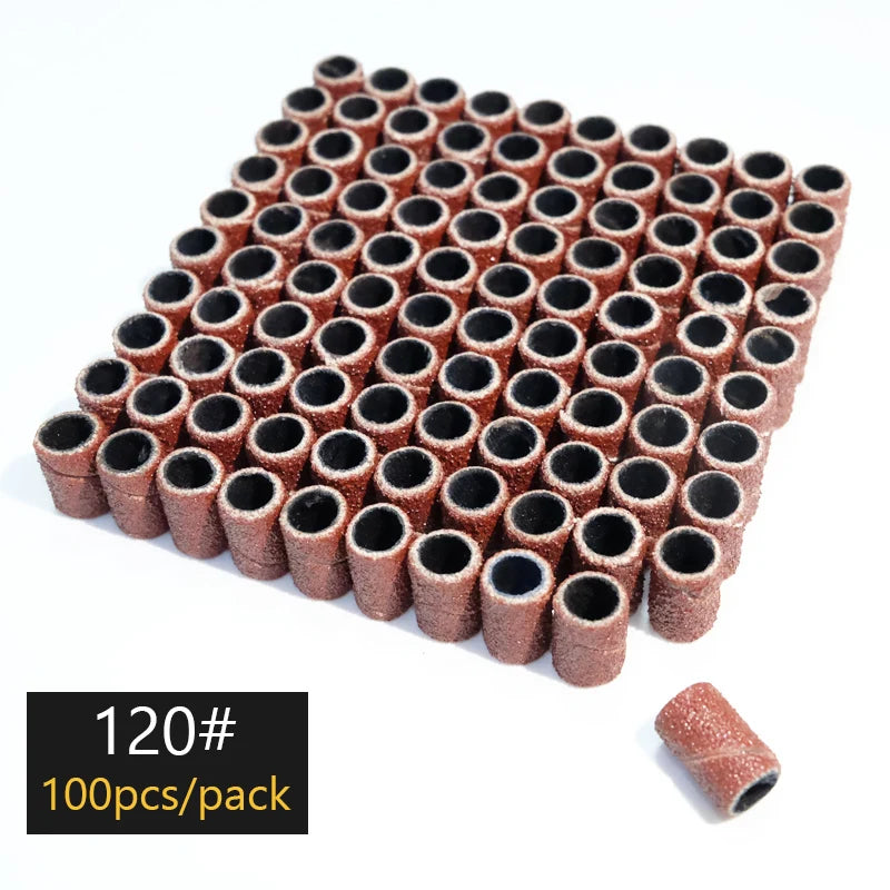 100/50/25pcs Nail Sanding Ring Bands Electric Manicure Nail Drill Bits 80/120/180.