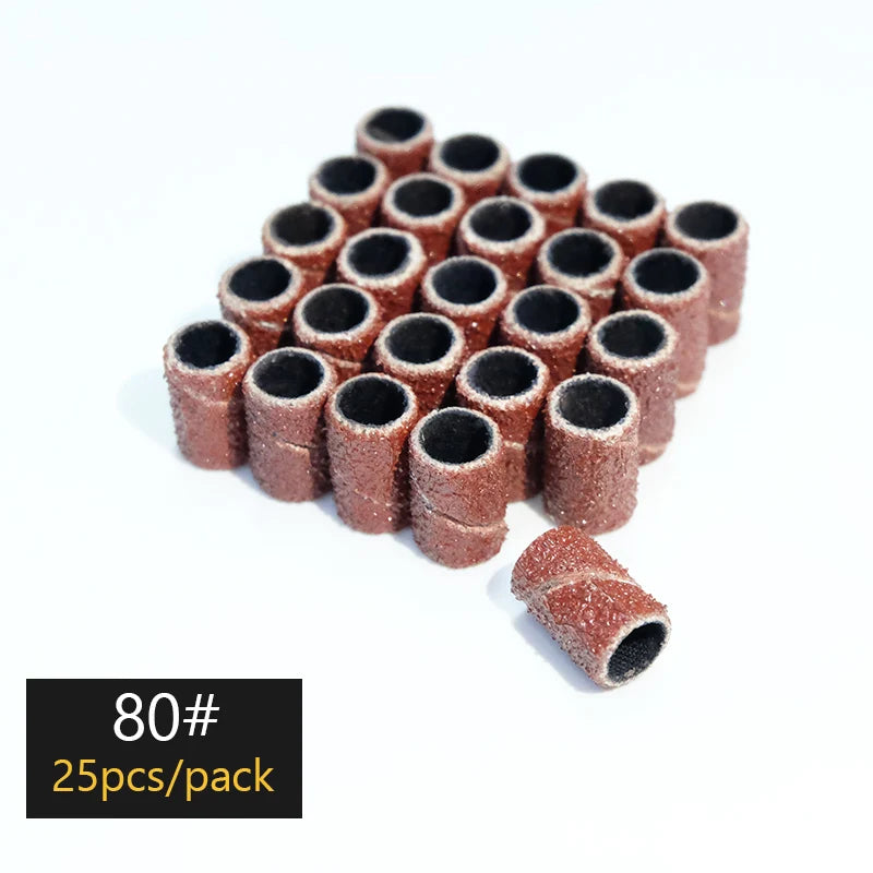 100/50/25pcs Nail Sanding Ring Bands Electric Manicure Nail Drill Bits 80/120/180.