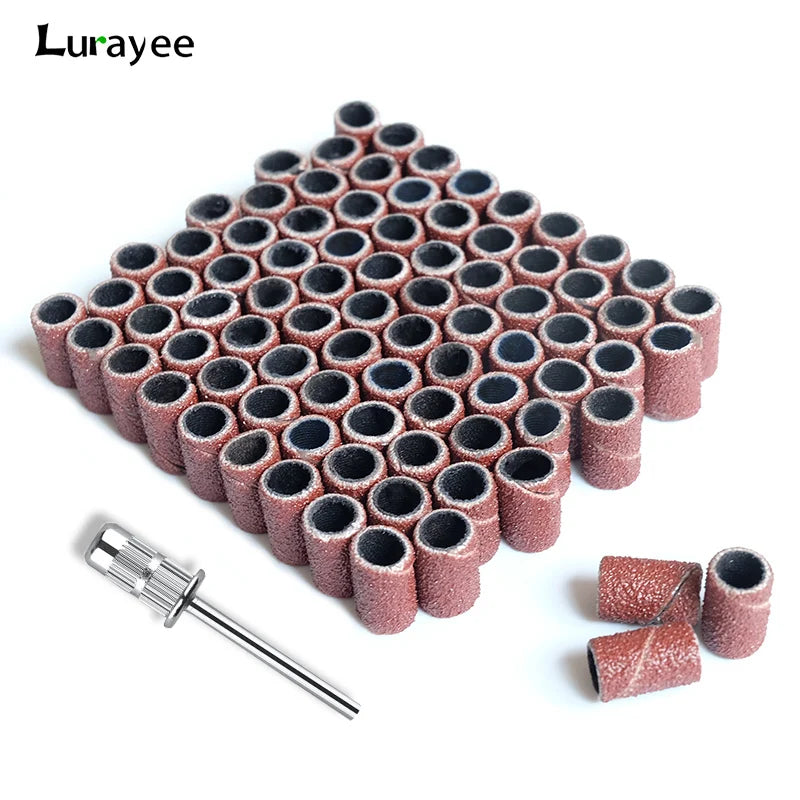 100/50/25pcs Nail Sanding Ring Bands Electric Manicure Nail Drill Bits 80/120/180.