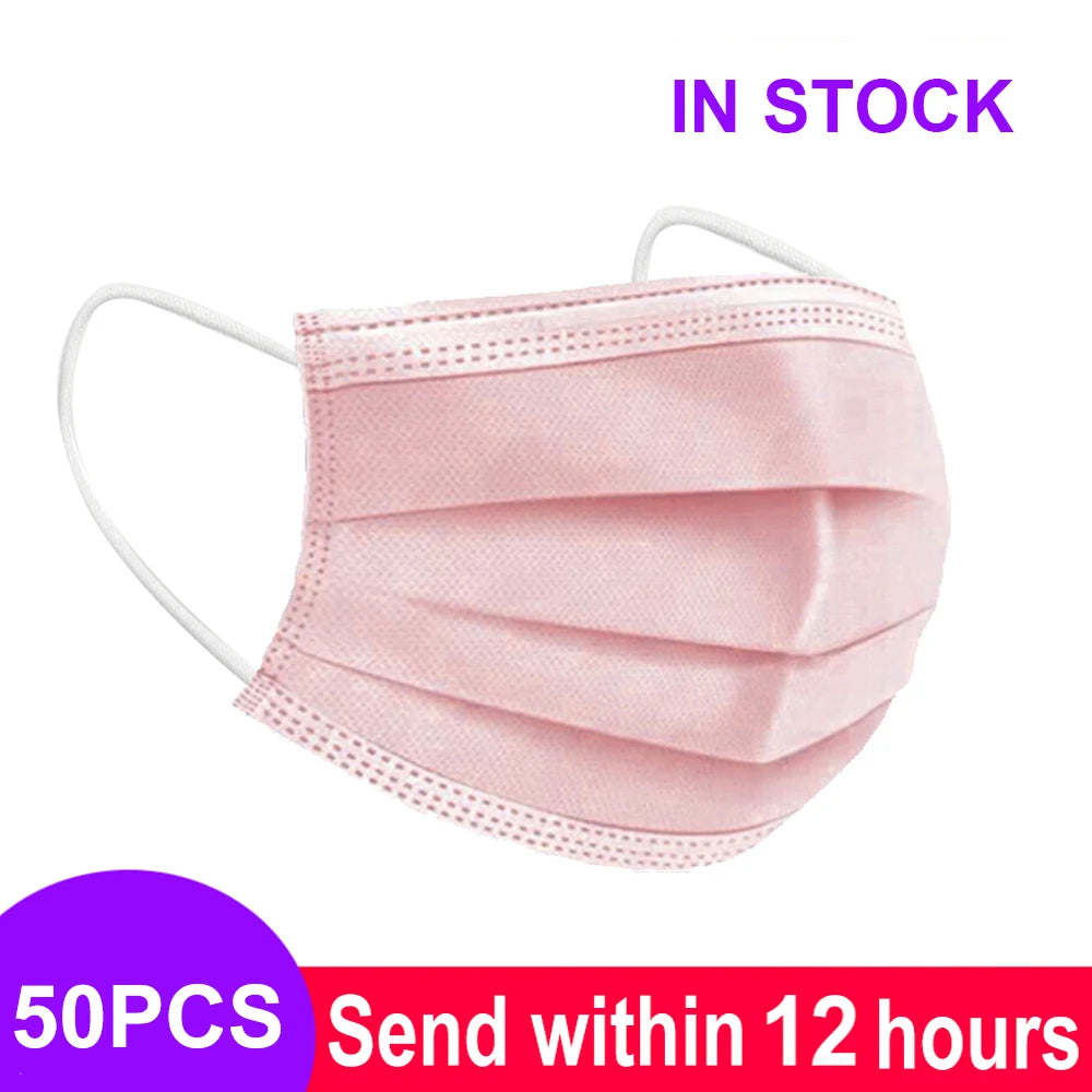Fast Delivery Mascarillas Mask Disposable Non Wove Meltblown Cloth 3Layer Ply Filter Mask Mouth Face Mask Breathable Masque Mask