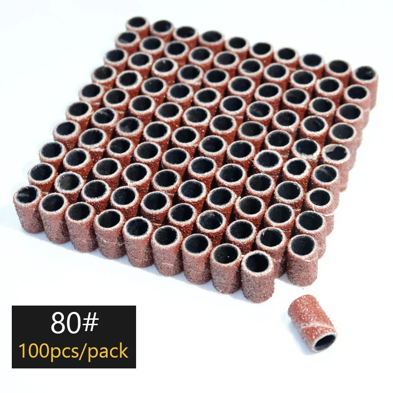 100/50/25pcs Nail Sanding Ring Bands Electric Manicure Nail Drill Bits 80/120/180.
