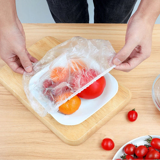 100pcs Reusable Disposable Food Wraps Self-Sealing Food Plastic Wraps Keep Food Fruit Fresh Clings Film for Kitchen Fridge