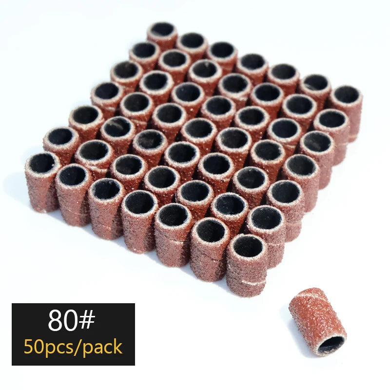 100/50/25pcs Nail Sanding Ring Bands Electric Manicure Nail Drill Bits 80/120/180.