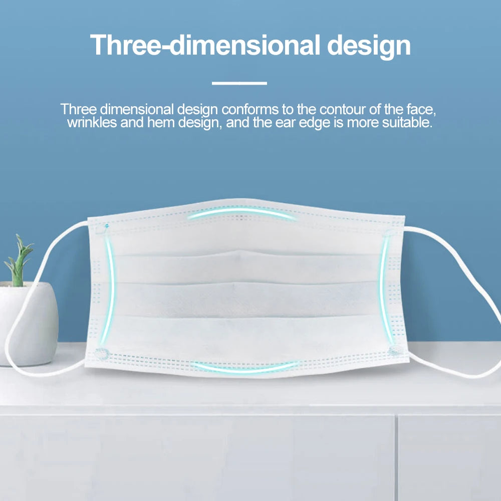 Fast Delivery Mascarillas Mask Disposable Non Wove Meltblown Cloth 3Layer Ply Filter Mask Mouth Face Mask Breathable Masque Mask