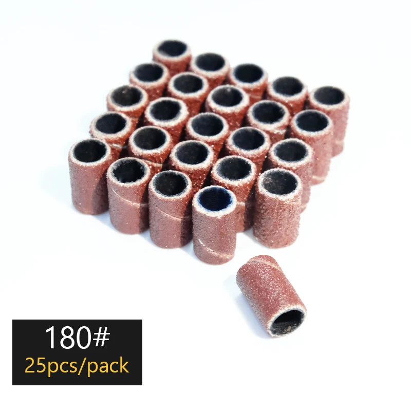100/50/25pcs Nail Sanding Ring Bands Electric Manicure Nail Drill Bits 80/120/180.