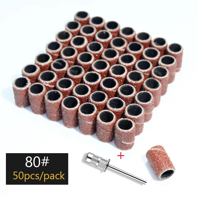 100/50/25pcs Nail Sanding Ring Bands Electric Manicure Nail Drill Bits 80/120/180.