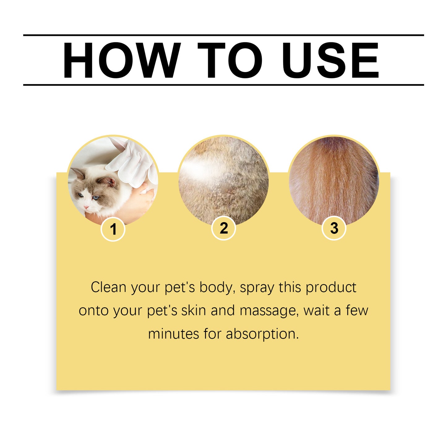 Spray for pet skin care. Relieves discomfort in dogs and cats.