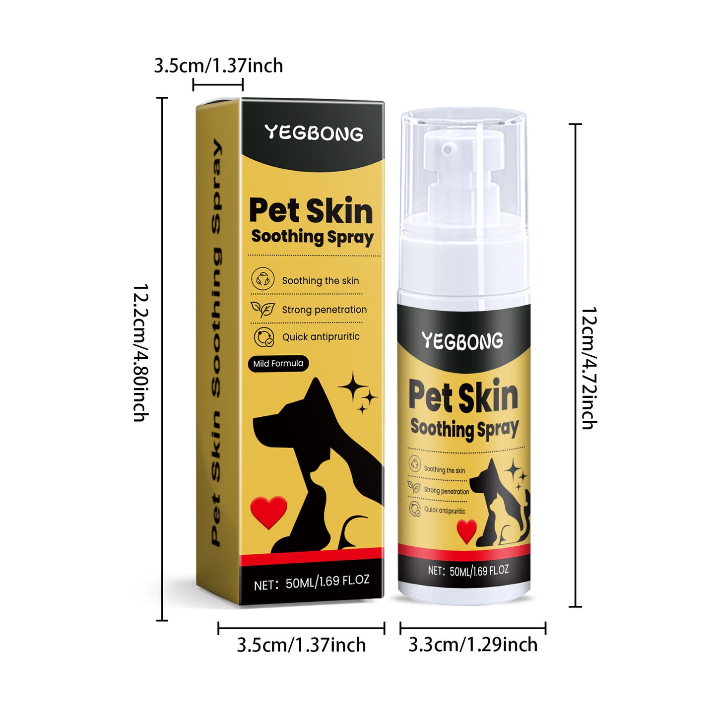 Spray for pet skin care. Relieves discomfort in dogs and cats.