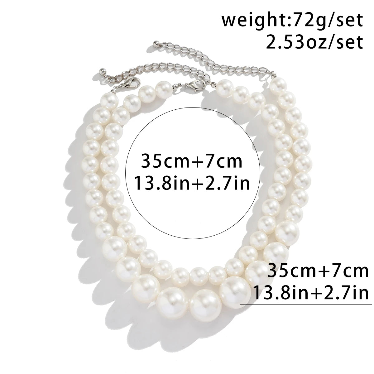 IngeSight.Z Elegant 2pcs/set Imitation Pearl Beaded Choker Necklaces Collar for Wome.