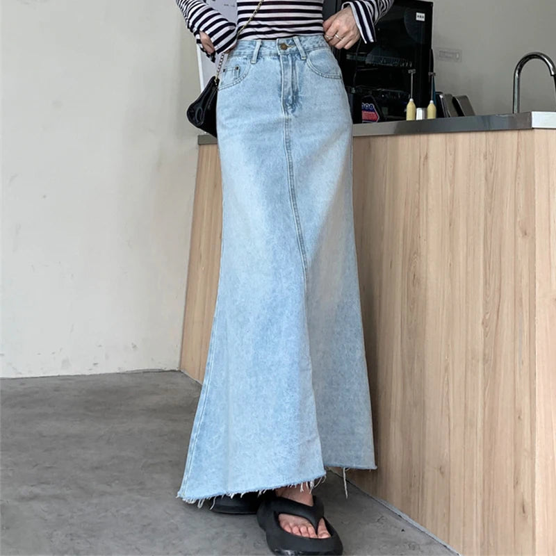 Autumn  High Waist A-Line Denim Skirt for Women.