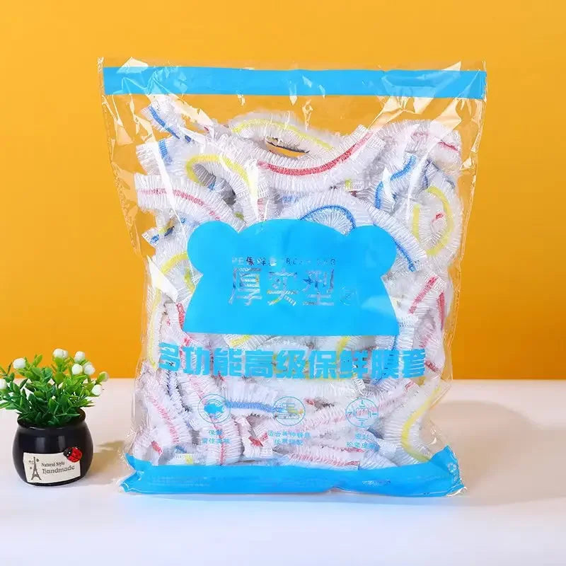 50-1000pcs Disposable Food CoverPlastic Wrap Elastic Food Lids For Fruit Bowls Cups Caps Storage Kitchen Fresh Keeping Saver Bag