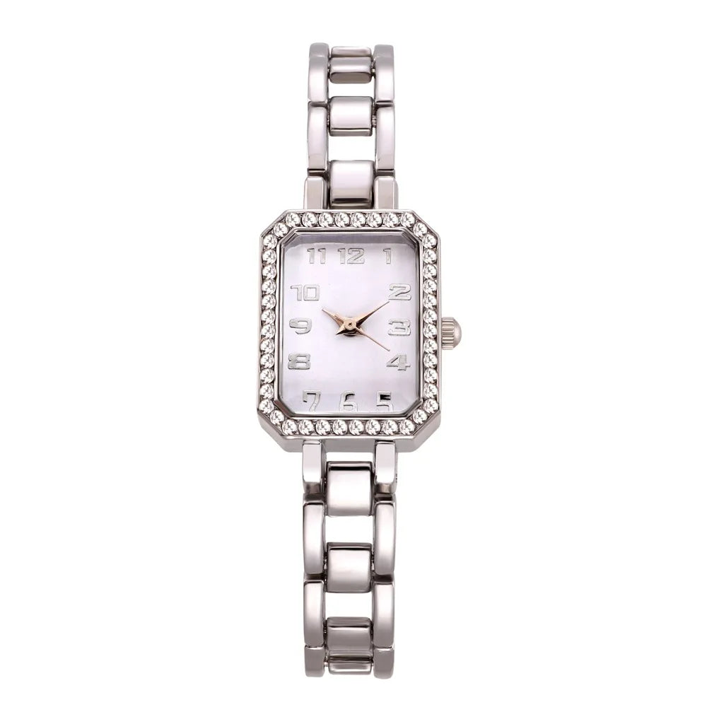 Luxury Women's Watch 2023 New Simple Square Full Diamond Digital Quartz Watche Gold Stainless Steel Bracelet Women's Dress Clock
