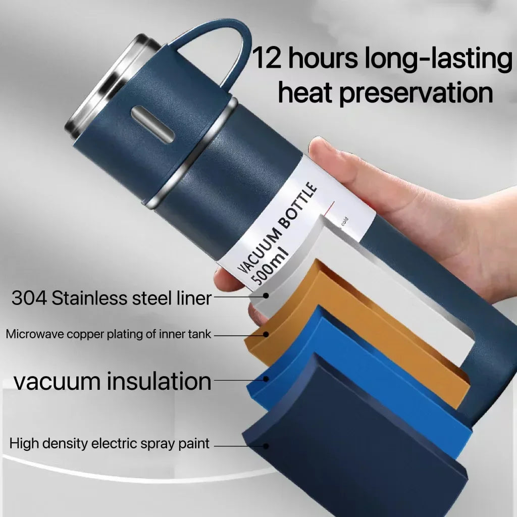 Stainless Steel Vacuum Insulated Hot Water Bottle Set, 500ml.