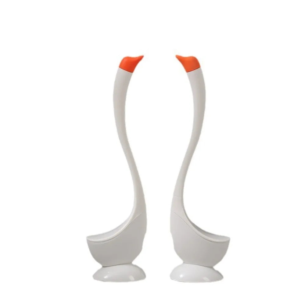 Swan Shape Long Handle Toilet Brush Dense Bristle Head Plastic.