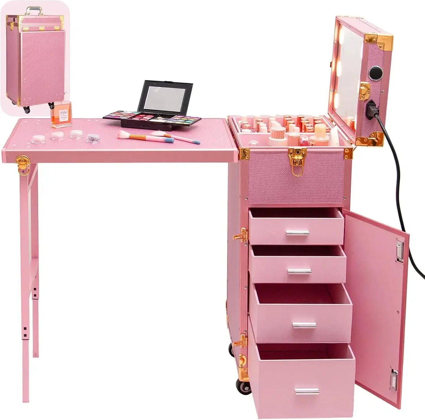 Portable Rolling Manicure Table Foldable.