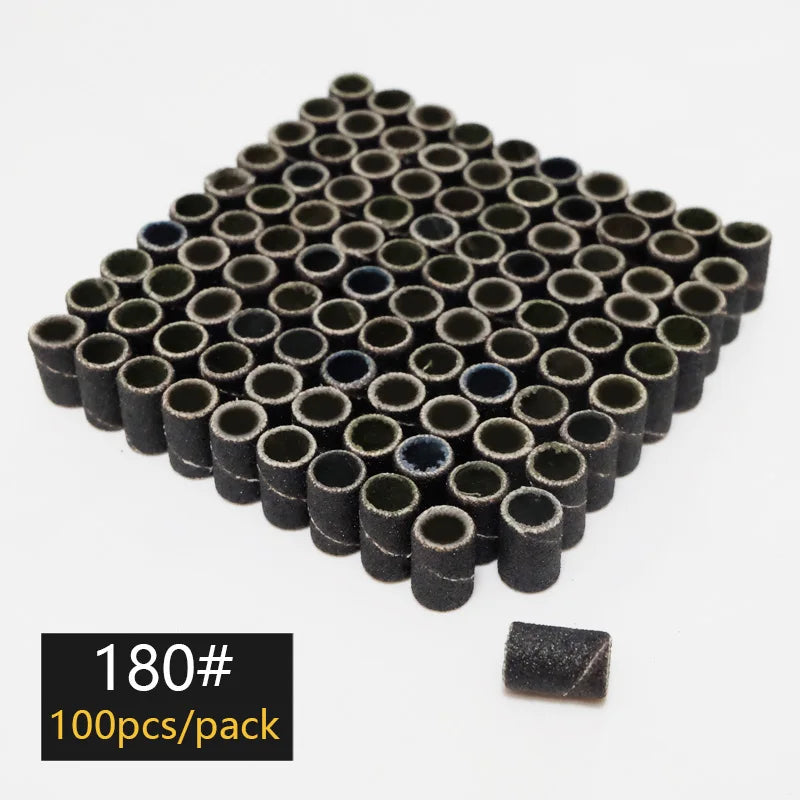 100/50/25pcs Nail Sanding Ring Bands Electric Manicure Nail Drill Bits 80/120/180.