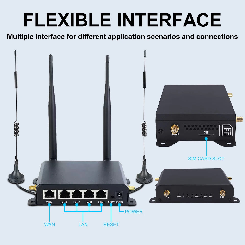 OPTFOCUS LTE WIFI Router 4G 300Mbps 4 Detachable Antennas Wireless Router 1WAN 4LAN USIM Card Slot Industrial Wifi Router