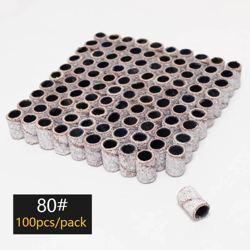100/50/25pcs Nail Sanding Ring Bands Electric Manicure Nail Drill Bits 80/120/180.