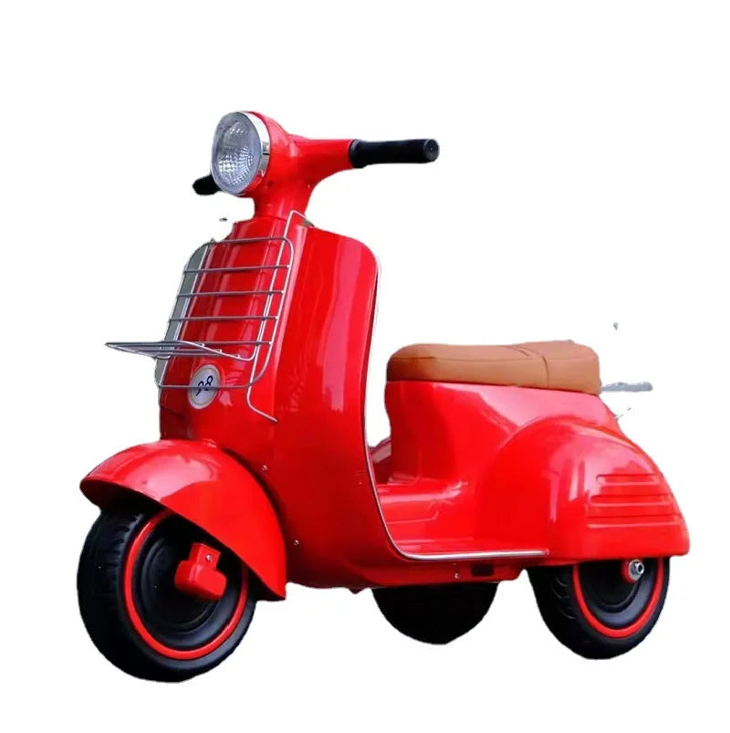 Children's Electric Car Boys and Girls Baby Tricycle Rechargeable Remote Control Toy Music Double Children's Electric Motorcycle