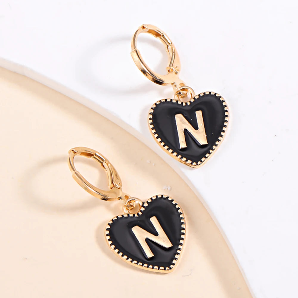 Peixin Fashion Heart Initial Letter Charms Women's Pendant Earrings Party Jewelry Mother's Day Valentine's Day Gift Wholesale