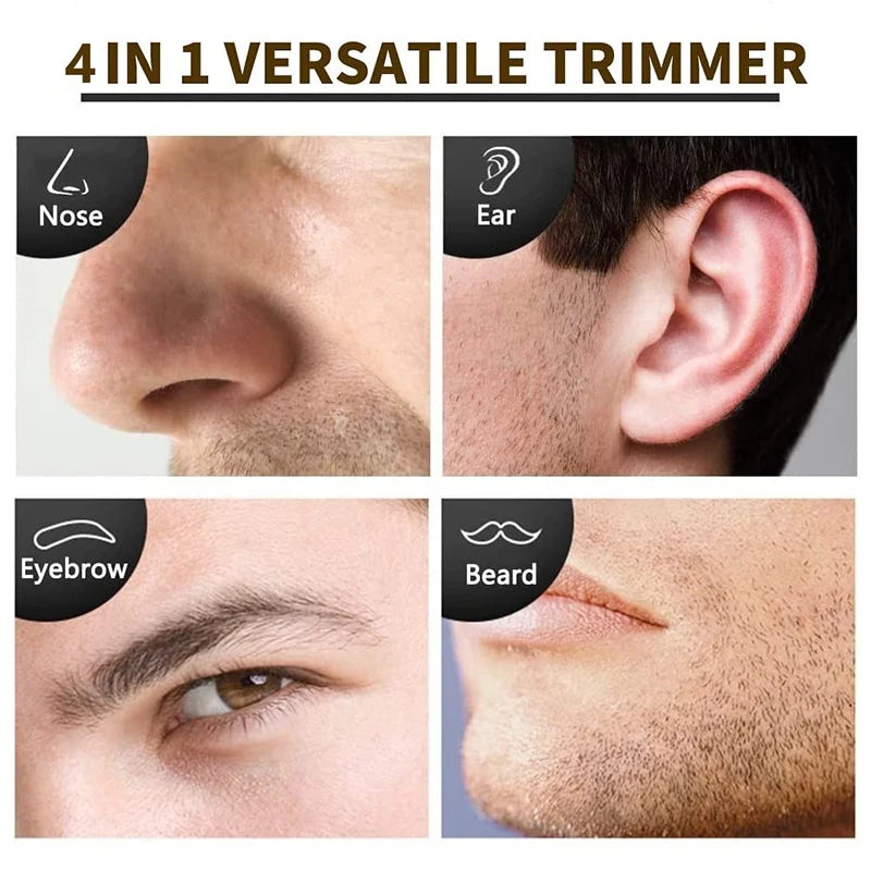 Rechargeable 4-in-1 nose and beard hair trimmer for men.
