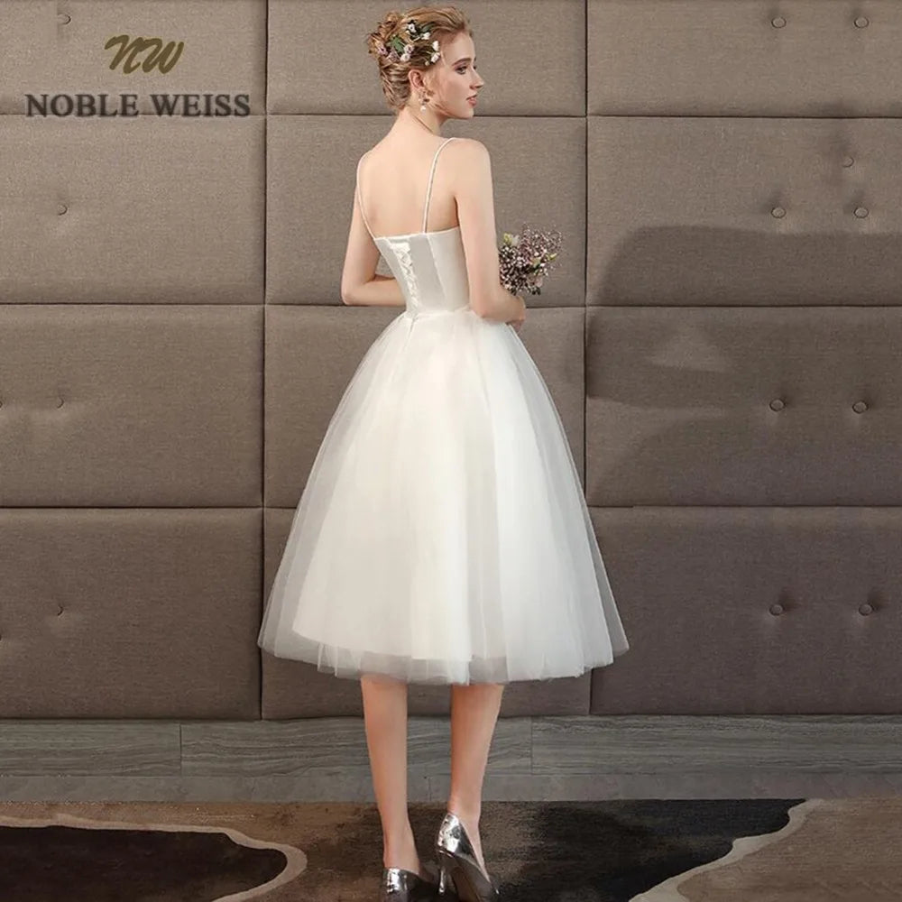 wedding dress 2023 sweetheart tulle beach wedding dress simple short wedding dress a-line bare back bridal dress