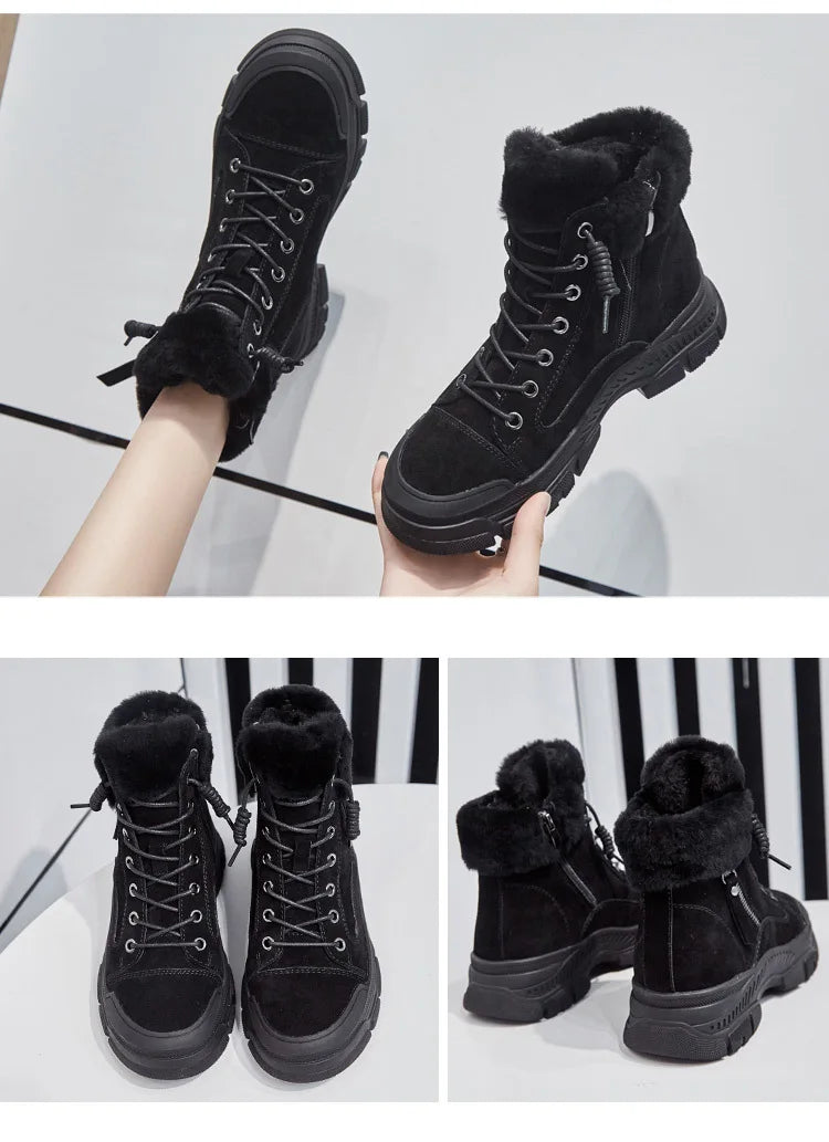 Winter Shoes Women Snow Boots Thick Sole Warm Plush Winter Shoes.